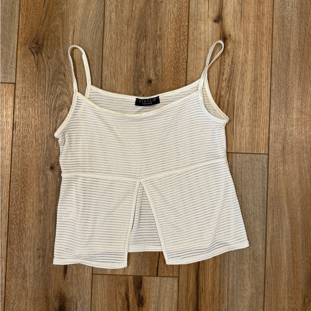 white split hem tank